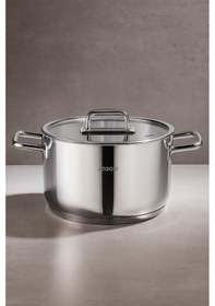 Resim Nova Paslanmaz Çelik Cam Kapaklı Derin Tencere 16x8 Cm Gümüş 