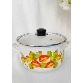 Resim Altın Çilek Emaye Tencere 5 litre Süt Yoğurt Çorba Tenceresi 