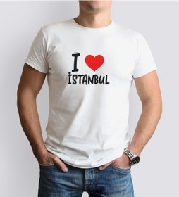 Resim Bk Gift I Love Istanbul Tasarımlı Erkek Yuvarlak Yaka Tişört-1 