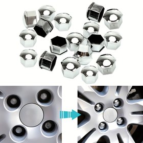 Resim 20 Adet 17 19 21mm Anti-Rust Chrome Glossy ABS Otomatik Trim Lastik Tekerlek Somun Vidası Koruma Kapakları Kapak Evrensel Araba Aksesuarları 