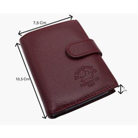Resim Westpolo Hakiki Deri Kağıt Para Ve Bol Şeffaf Kart Bölmeli Patlı Unisex Kartlık - Bordo Bordo 