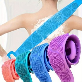 Resim Uzun Silikon Vücut Peeling Fırçası - Koluyla Kolay Sırt Peeling Duş Kemeri, Derin Temizlik ve Cilt Yenileme, Paskalya, Tatiller ve Hediyeler için Mükemmel, Vücut Peelingleri 
