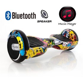 Resim CityMate Elektrikli Kaykay Hoverboard Bluetooth Hoparlörlü 6.5 Inch Grafiti Desenli Otomatik Akıllı Denge 