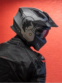 Resim DeadG Helix Colonel Mat Siyah-Antrasit Modüler Kask 