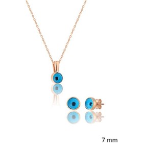 Resim Zanaatsilver 925 Ayar Gümüş Rose Kaplama 8 Mm Nazar Boncuğu Set & Takım 