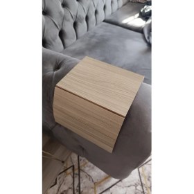 Resim Leur Home Kahve Krem Koltuk Kenarı Katlanabilir Yan Sehpa Amerikan Servisi 