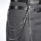 Resim 1 adet Kadın Y2K Yıldız Kolye Zincir Kemer - Moda Metal Bel Aksesuarı, Günlük Sokak Giyim, Kolej Stili ve Her Gün Kıyafetleri için Dekoratif Kemer | Y2K Modası | Metal Bağlantı Zinciri 