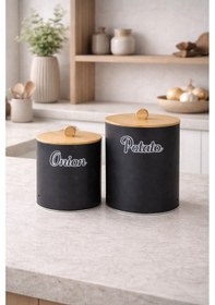 Resim Bambu Kapaklı Metal Patates Soğanlık Siyah Decorev Dc-7109 Siyah - Beyaz 