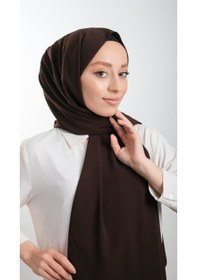 Resim Hürrem Bone Kahve Düz Klasik Şal Medine Ipeği Sade 202103_14 Kahve 