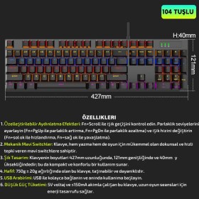 Resim Sprange Mk-11 Mekanik Gaming Klavye - Blue Switch - RGB Aydınlatmalı -Kablolu 