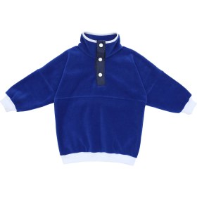 Resim Berselüx Gökyüzü- Balıkçı Yaka Çıtçıtlı Kız-Erkek Çocuk Unisex Polar Sweatshirt. Sax Mavi, Beyaz. 1-8 Yaş 