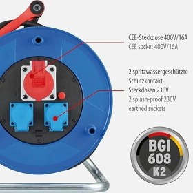 Resim Lidyahan Store Garant Cee 1 IP44 Endüstriyel Şantiye Kablo Makarası, (Siyah 30 M Kablo, Özel Plastik, Şantiye Kullanımı ve Dış Mekanda Sürekli Kullanım, Bgı 608, Alman Malı) 