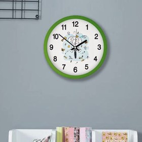 Resim Galaxy Fil Desen Çocuk Odası Duvar Saati - Yeşil - 30 cm 