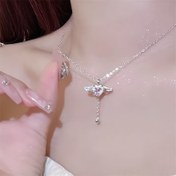 Resim Kadınlar için Cupid'in Kalp Kolyesi - Kübik Sentetik Zirkon Taşlı Şık Bohem Melek Kanadı Pandantif, Çinko Alaşım İnce Zincir, Ona Günlük Takı Hediyesi, Sevgiliye veya Eşe 