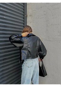 Resim Genculus Yeni Sezon Oversize Kadın Siyah Ceket Siyah 
