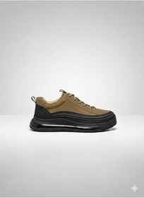 Resim MARCOMEN Lastik Bağlı Hava Köpük Düz Taban Hakiki Deri Sneaker Ayakkabı, 40, PRA-13312060-296830, Siyah Haki, Erkek 