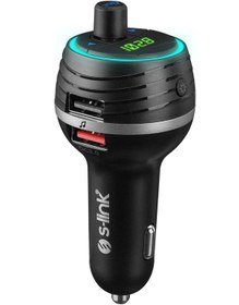 Resim S-Link Sl-bt403 Bluetooth V5.0 Led Ekran Tf Kart Çift Usb Qc3.0+5v 2.4a Hızlı Şarjlı Fm Transmitter 