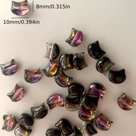 Resim 10 adet WhimsyCrafts Kedi Başı Cam Boncuk Seti, Yatay Delik Pendent Charmlar DIY Takı Yapımı için, Çeşitli Renklerde Boncuk Malzemeleri Bileklik, Kolye, Küpeler, Tırnak Sanatı Dekorasyonları 