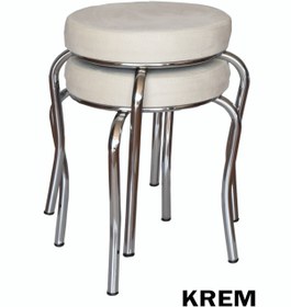 Resim Ankhira Tabure (2 ADET) (MONTELİ GÖNDERİM) Krom Ayaklı, Taytüyü Kumaş, Metal Ahtapot 