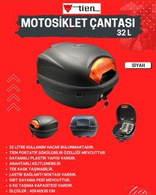 Resim TİEN MOTOR Tien 32 Litre Motosiklet Çantası-Siyah (Sırt Dayama Pedi Dahil) 