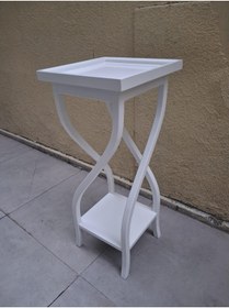 Resim BENGİ TİCARET Fiskos Çiçeklik17645 4Ayak kare spiral Model MDF Parlak Ahşap ayak Parlak Beyaz 