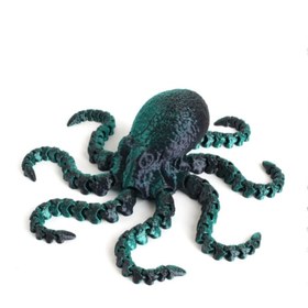 Resim Cute Movable Joint Print Octopus Toy - 27cm / Radiation Green Black Octopus 