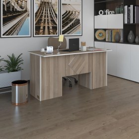 Resim Kenzlife ofis masası kuma kengo crd 75*170*60 raflı dolap çiftli eşkenar bilgisayar çalışma masası 