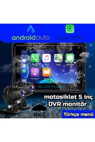 Resim Twogo CARPLAY-ANDROİD AUTO ÖZELLİKLİ MOTOSİKLET 5 İNÇ DVR EKRAN ÖN-ARKA KAMERA TÜRKÇE MENÜ 