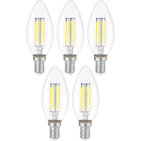 Resim 5 Adet Dekoratif Mum LED Avize Ampulü Rustik E14 6W 6500K Beyaz Işık 