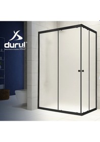 Resim Durul Duşakabin Kare Siyah Profil Buzlu Cam Siyah 