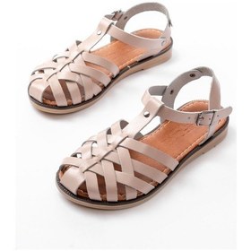 Resim 205-02 Bej Ortopedik Hakiki Deri Kadın Sandalet Bej 