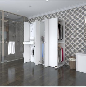 Resim Kenzlife Çamaşır-Kurutma Makinesi Dolabı Ve Giysi Dolabı Çekmeceli Eşari Sağ Byz 187 160 60 Banyo Çok Renkli 