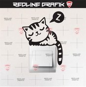 Resim Redline Grafik Uyuyan Kedi Priz Sticker 2 Adet 