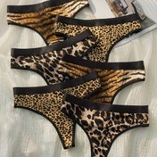 Resim 6'lı paket leopar desenli ve zebra desenli kadın tanga Basit spor alt çamaşırı 