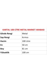 Resim Marketix Kartal Metal Market Alışveriş Arabası 100 Litre 