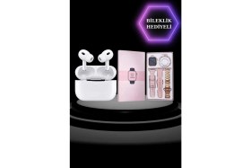 Resim Pileli Store 3 Kordonlu Pembe Amoled Ekran Akıllı Saat ve Yeni Nesil Pro Kablosuz Bluetooth Kulaklık Anc/enc 