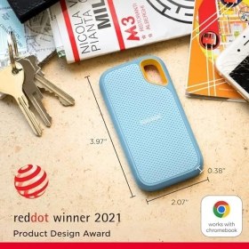 Resim Freedom Books 2tb Extreme Taşınabilir SSD - 1050MB/S'YE Kadar, Usb-C, USB 3.2 Gen 2, IP65 Su ve Toz Direnci, Güncellenmiş Firmware, Sky Blue - Harici Katı Hal Sürücüsü - SDSSDE61-2T00-G25B 