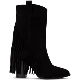 Resim Deery Hakiki Süet Siyah Western Püsküllü Kadın Bot Siyah 