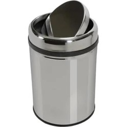 Resim NY Home Premium Serisi Pratik Döner Kapaklı 11 Litre Mutfak/banyo Çöp Kovası Paslanmaz Krom, 11L 