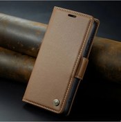 Resim Sunshine022 Samsung Galaxy Uyumlu S20 Fe Kılıf Deri Kartlık Rfıd Manyetik Katlanır Kapak Brown Kahverengi 