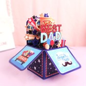 Resim 1 adet 3D Pop-up "En İyi Baba" Kartı ve Kapak - Karikatür Yıldız Deseni, Bireysel, Çoklu Dil (İngilizce, Almanca, Fransızca, Japonca, Korece) - Babalar Günü, Doğum Günü, Yıldönümü, Şükran Günü için İdeal - Herkes İçin Sürpriz Kutlama Kartı 