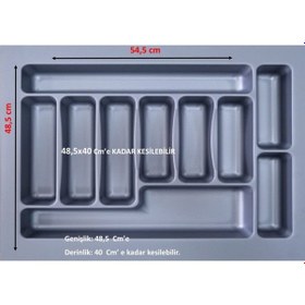 Resim Hırdavat 55cm X 48,5cm Çekmece Içi Kaşıklık Gri 48,5x40 Cm'e Kadar Kesilebilir Gri 
