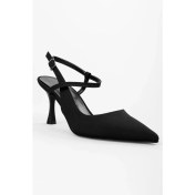 Resim Shoeberry Kadın Nella Siyah Saten Stiletto 