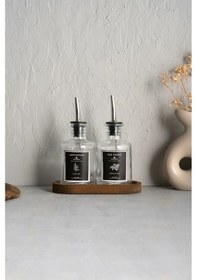 Resim Khakma Ahşap Stantlı Sosluk Yağdanlık 2'li 250 ML 