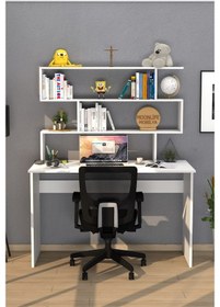 Resim Moonlife Moonlife Kaya Kitaplıklı Çalışma Masası Beyaz 