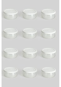 Resim 12'li Premium Kahvaltılık Seti 410 Cc Beyaz Plastik Kapaklı Cam Saklama Kabı, Hava Geçirmez Beyaz 