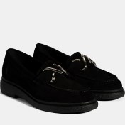 Resim Kadın Siyah Metal Toka Detaylı Süet Loafer 