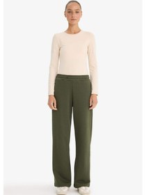 Resim Defacto Straight Fit Beli Lastikli Basic Düz Cepli Eşofman Altı F7143ax25aukh211 Haki-kh211 