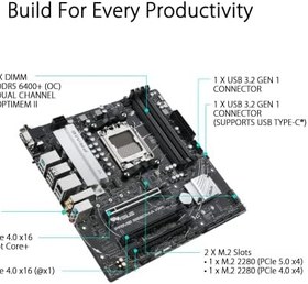 Resim ASUS PRIME B650M-A WIFI AMD B650 AM5 DDR5 6400 DP HDMI VGA Çift M2 USB3.2 AX WiFi + BT AURA RGB 2.5Gbit LAN mATX ASUS 5X PROTECTION III, BIOS Flashback 
