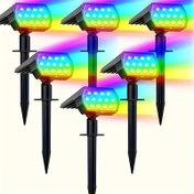 Resim 1/2/4/6 adet Güneş Çim Işığı, Su Geçirmez, RGB renk değiştiren 13LED'li dış mekan güneş spot ışığı, 7 aydınlatma modu, Noel için bahçe peyzaj ışığı, Duvar, Veranda, Bahçe ve Patio, Yolun Her İki Tarafı İçin Atmosfer Işıkları 
